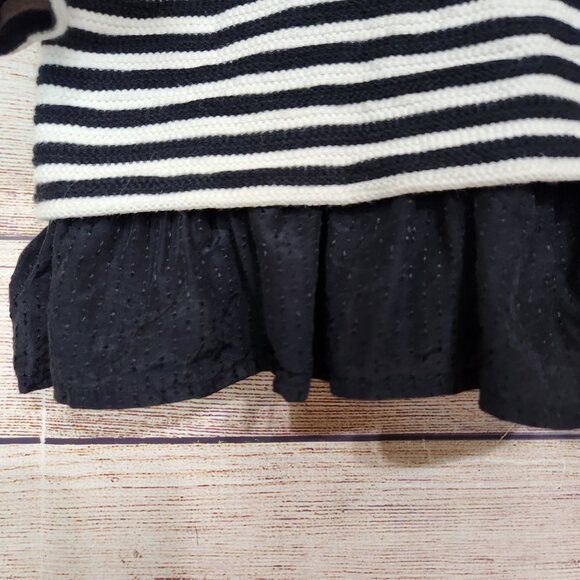 VINEYARD VINES Black White Striped Ruffle Bottom Top Long Sleeve Size XS - Picture 5 of 14